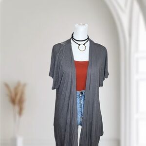 Eyelash Couture Lace Back Short Sleeve Knit Cardigan Top XL